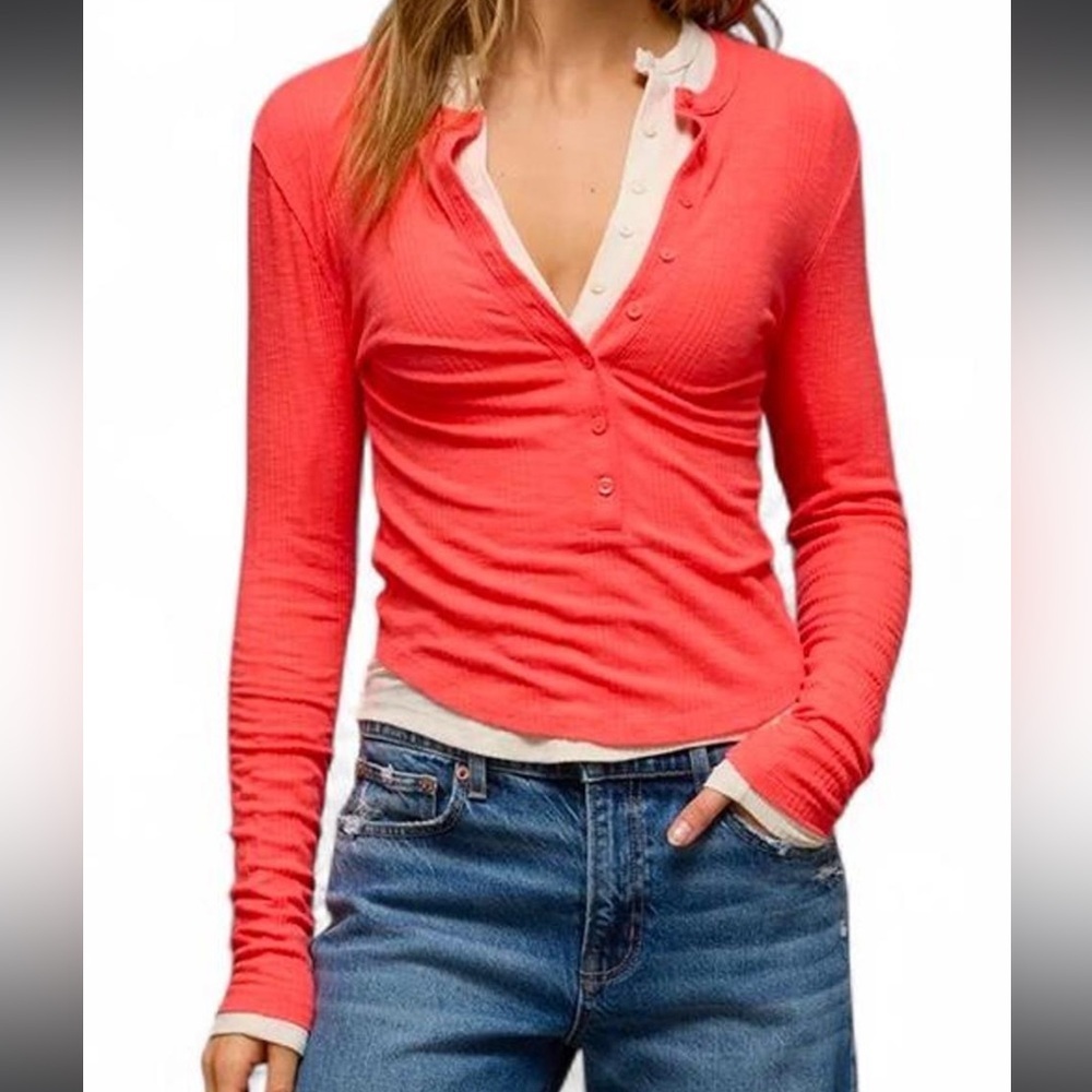American Eagle Outfitters Long-Sleeve Henley Top